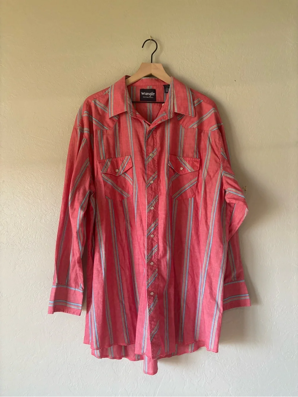 Wrangler Red Striped Casual Button Down Shirt